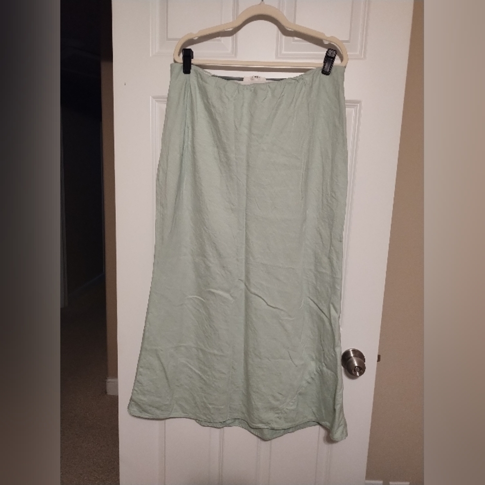 Anthropologie Tilda Mint Green Stretch Linen Skirt